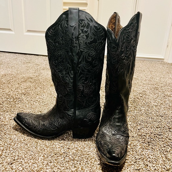 Corral women’s black with full inlay snip toe cowboy boots size 8.5 - Picture 7 of 7